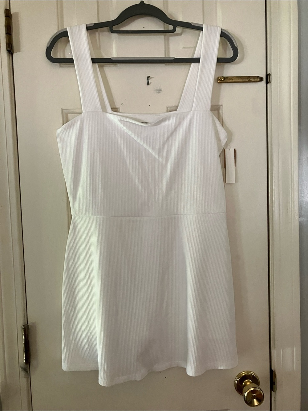 PINK Victoria's Secret White Ribbed Square-Neck Romper Skort